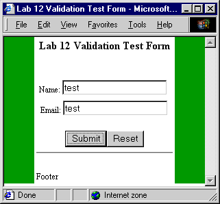 Lab 12 Input Form Snapshot